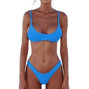 Thong Bikini Set for Women 2 Piece Brazilian Swimsuit Bathing Suit Push Up Top S